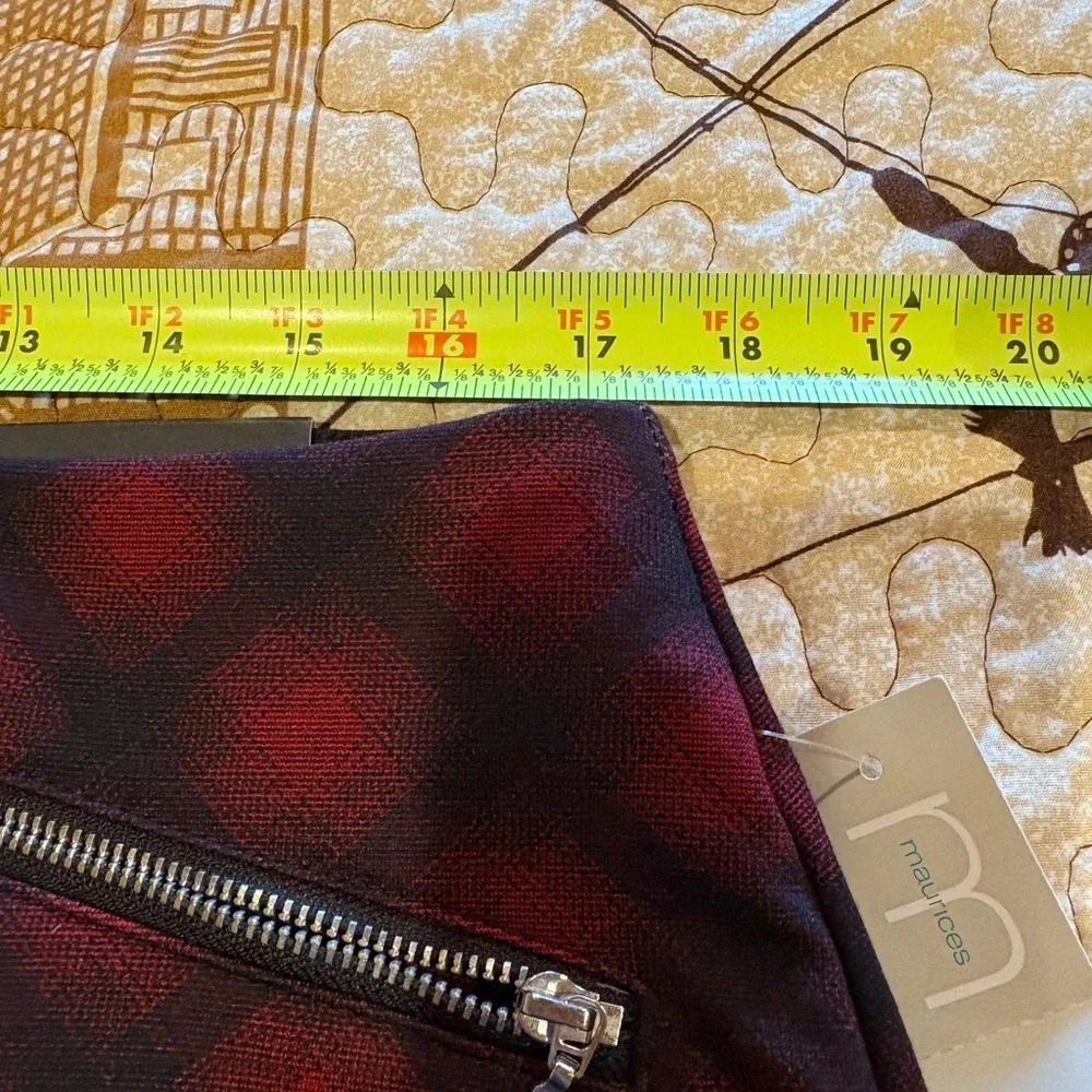Maurice’s Red Buffalo Plaid Ponte Skirt women’s L NWT